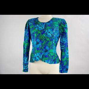Vintage Peplum Floral Top- Silk